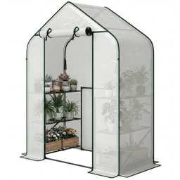 image-Garden Bed Mini Greenhouse - 6 Shelves - Steel/PE - 56"x28"x74"