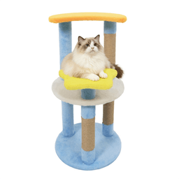 image-Moon & Star Cat Tree - 29" Blue Multi-Level with Jute Scratching Posts