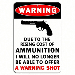 image-Vintage Metal Ammo Warning Sign Wall Decor, 8"x12" Rustic No Trespassing Design