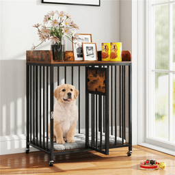 image-2-in-1 Dog Crate Furniture - Rustic Brown 27.5" Small Dogs