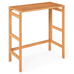 image-Natural Acacia Wood Foldable Patio Bar Table, Space-Saving Pub Design (65 characters)