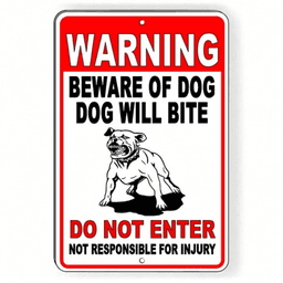 image-CIFbuy Beware of Dog Metal Warning Sign 8"x12" Weatherproof