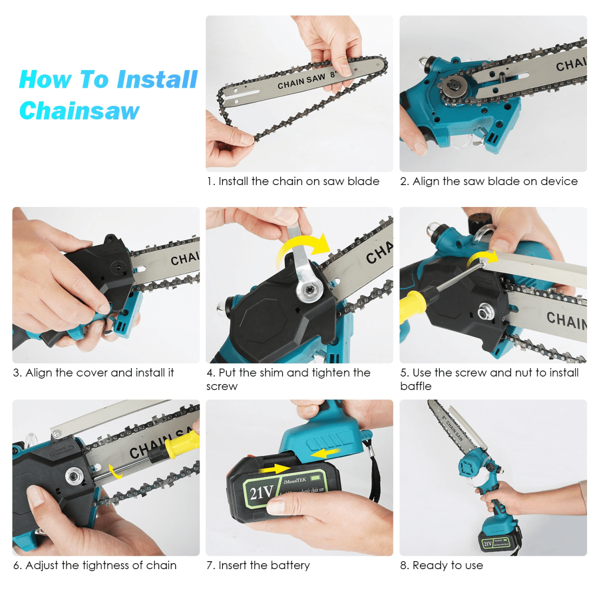 image-Cordless Pole Saw & Chainsaw, 1200W Motor, 13FT Reach, 2x 3000mAh Batteries, Safety Kit