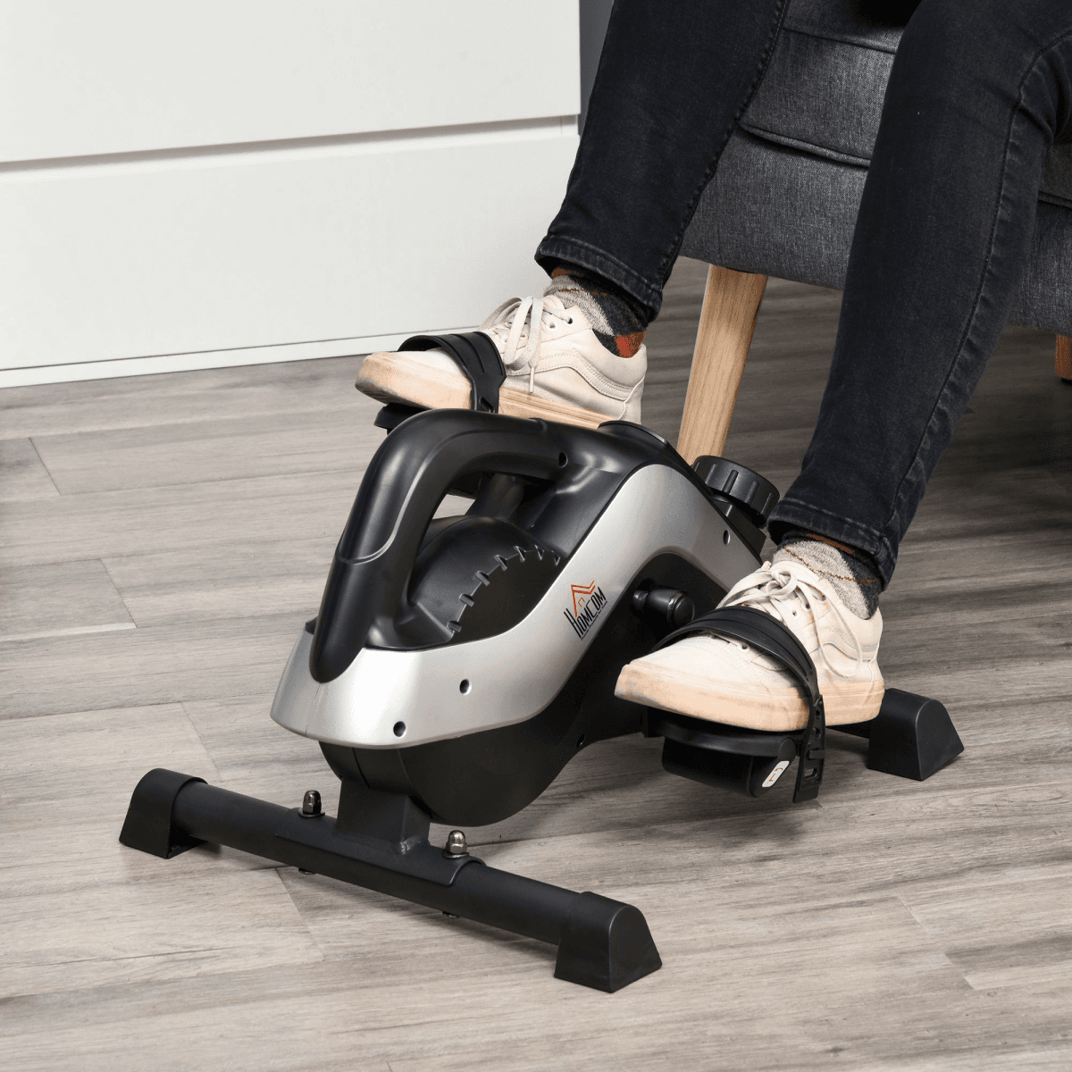 image-HOMCOM Mini Exercise Bike - 8 Levels Magnetic Resistance Black
