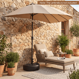 image-Refillable Half-Round Umbrella Base - 55 LBS Mixed Fill Stability, Black