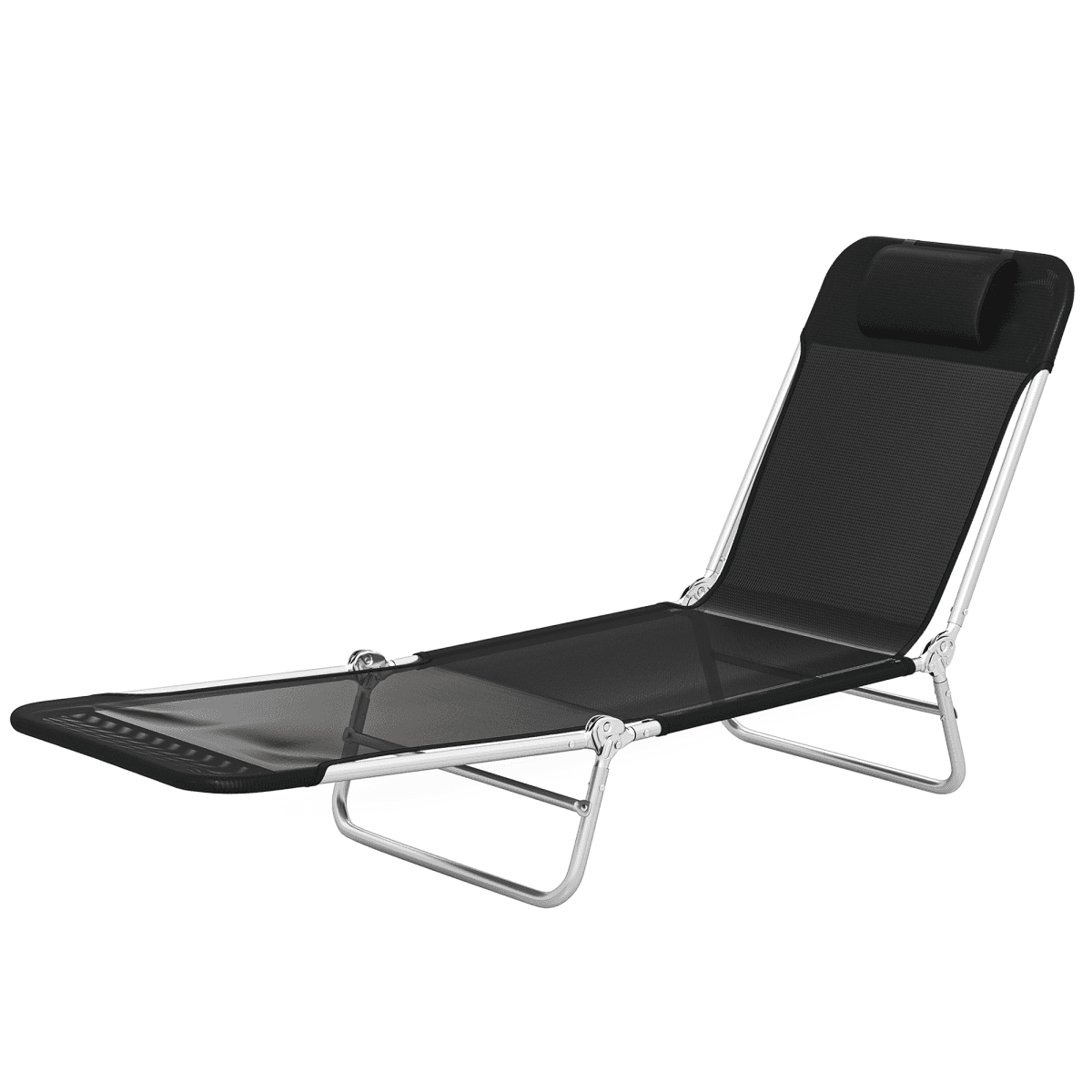 image-Folding Lounge Chair - 5-Position Reclining Mesh Steel