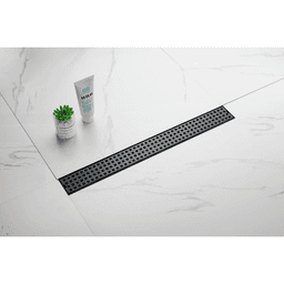 image-Linear Shower Drain 24" 304 Stainless Steel, Black with Grate, Strainer