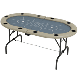 image-Extra-Large 70" Oval Foldable Poker Table - Blue/Brown MDF Steel PU