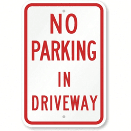 image-Metal No Parking Driveway Sign - Durable Outdoor 20x12cm