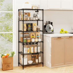 image-6-Tier Metal Wire Shelving, 900LBS Black Storage Rack with Adjustable Shelves