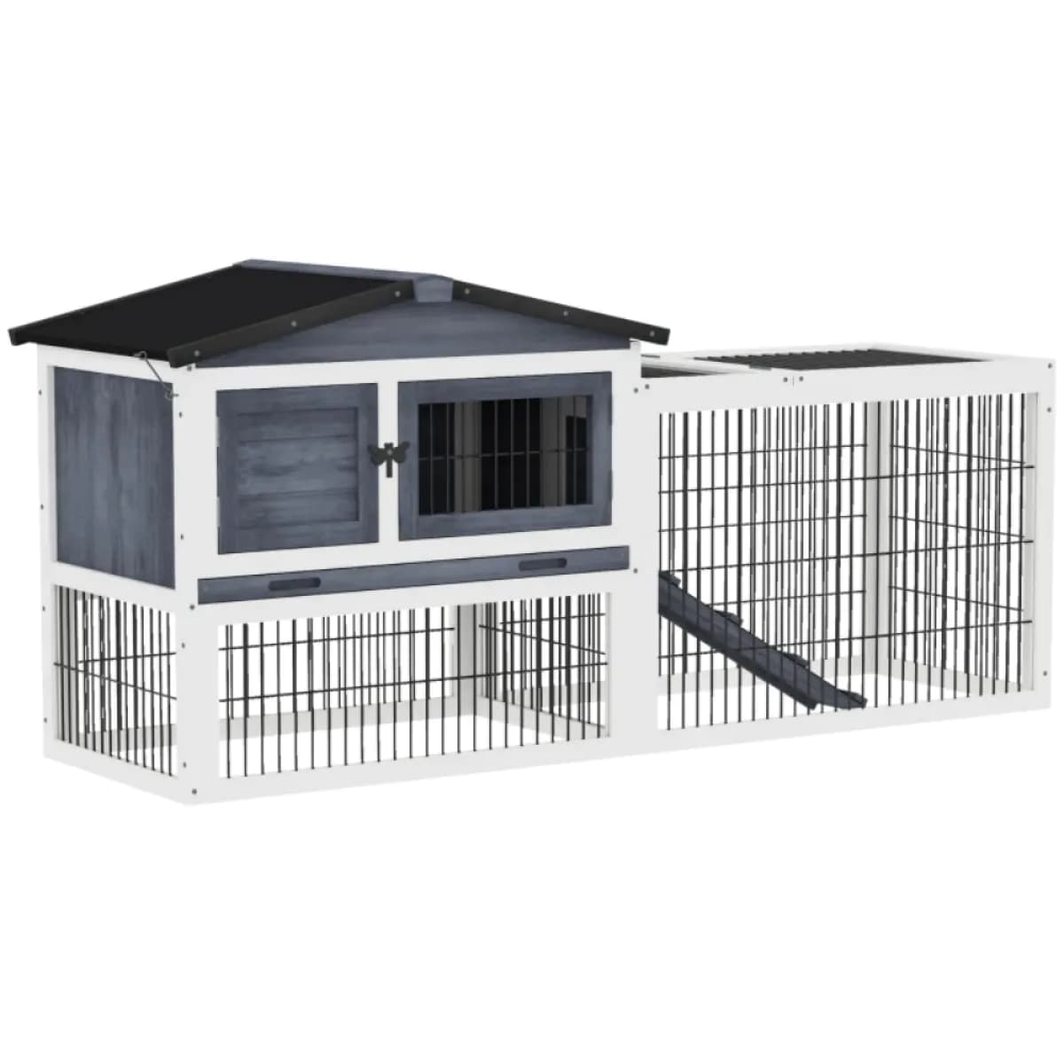 image-Small Animal Playpen Cage, Dark Gray, 59"L x 20.75"W x 26.75"H