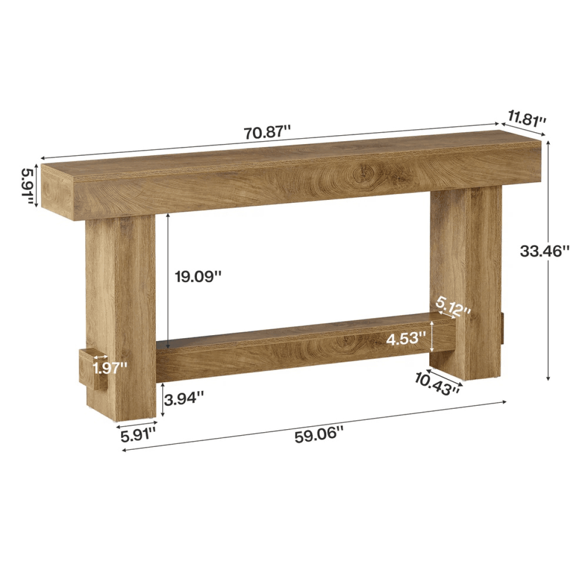image-Long Console Table - Rustic Modern Farmhouse Design, 6' Length