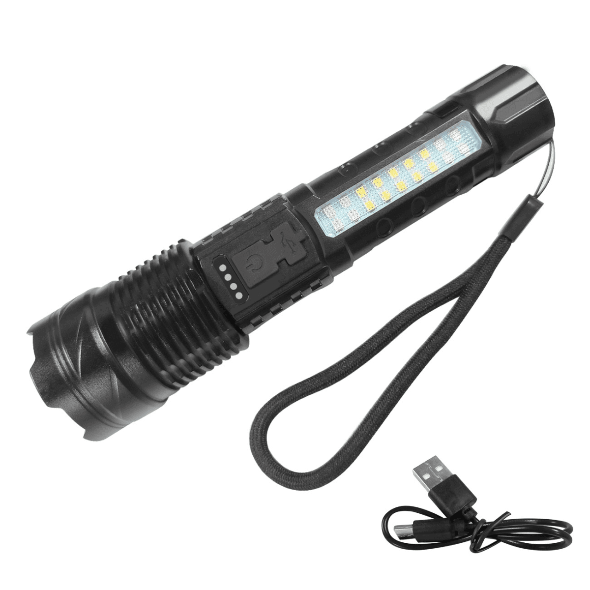 image-(2Pack)USB Rechargeable LED Flashlight Adjustable Focus Camping Hiking Outdoor Flashlight Work light (Logistics only For USPS.TK/TMEU only For self-pickup)