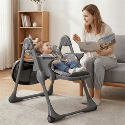 image-Adjustable Gray High Chair for Babies - 6-36 Months, Foldable, 7 Positions