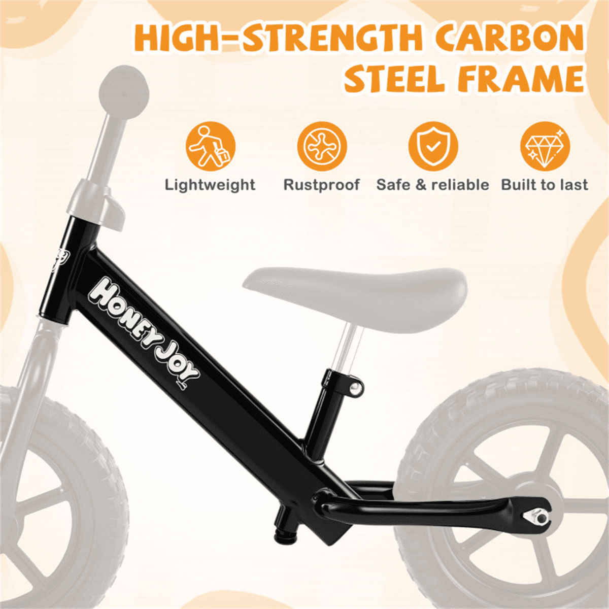 image-Toddler Balance Bike 2-5 Years, 6.3LBS Lightweight, 11" Foam Tires - Black