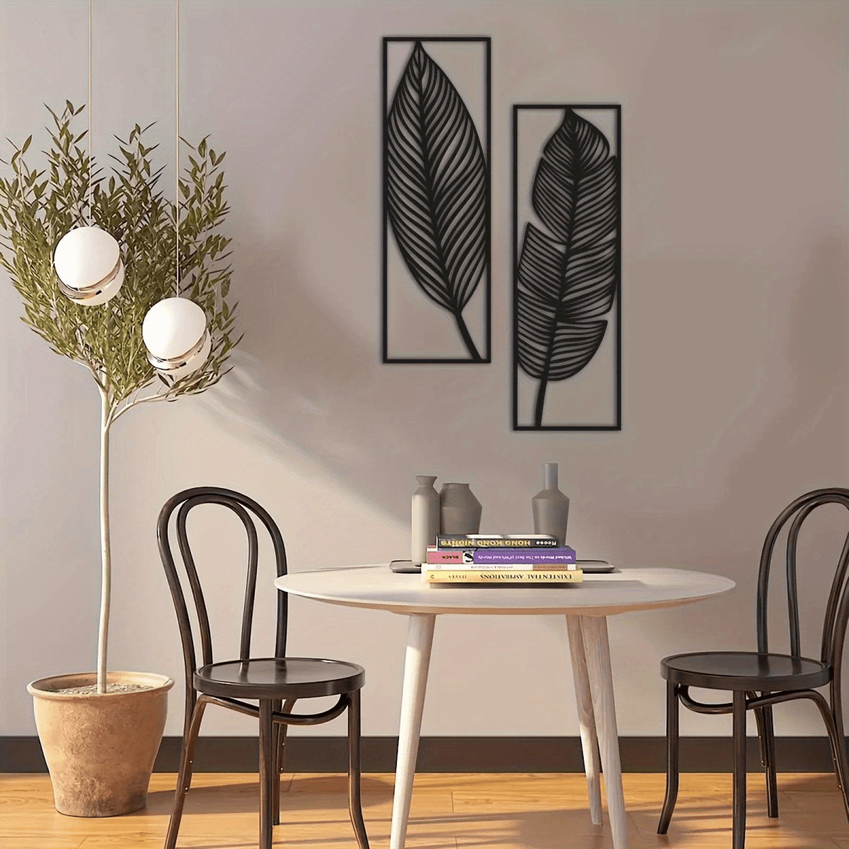 image-CIFbuy Vintage Botanical Iron Wall Art Set Tropical Leaves
