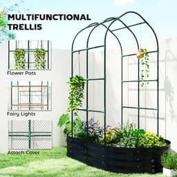 image-Plant Stand - Dark Gray Galvanised Metal, Modular Design, 63" x 35.4" x 70.9"