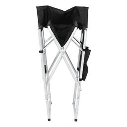 image-Round Director's Chair - Silver Iron/Black Cloth - 103x60x49cm - 120kg