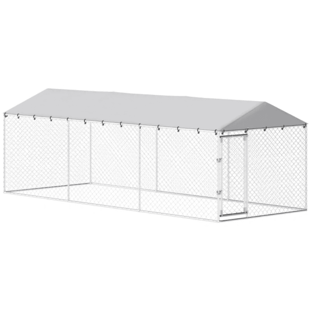image-Dog Kennel Outdoor - Silver Galvanized Steel 19.7'