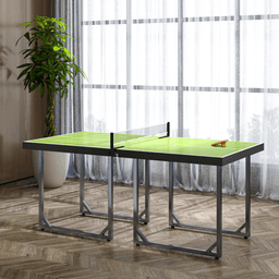 image-HOMCOM Foldable Indoor Tennis Table with Net - 182cm Green