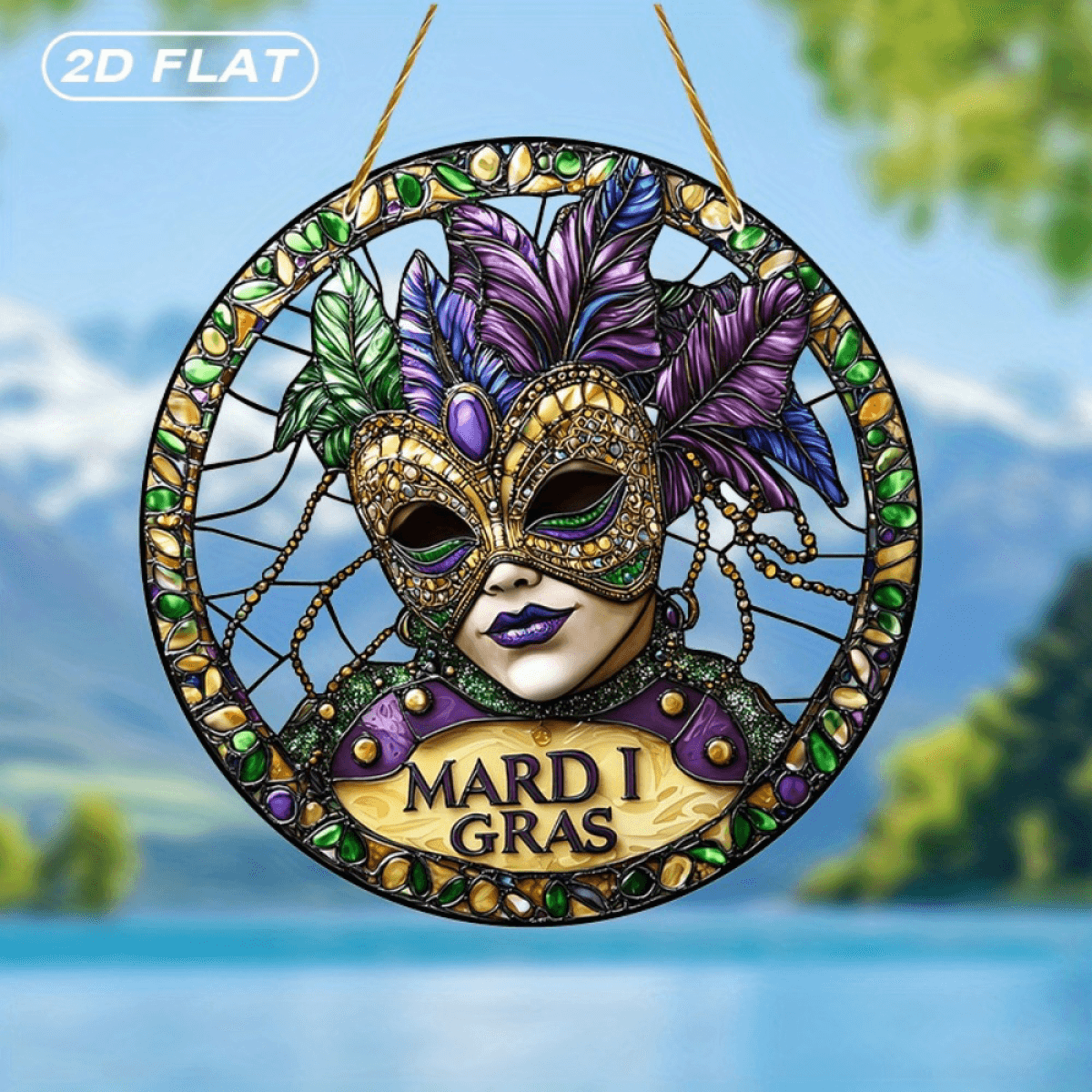 image-Colorful Suncatcher Acrylic Mask 20cm - Garden Decor Gift