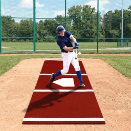 image-10ft x 3ft Pitching Mat with Turf - Indoor/Outdoor Softball Practice Aid Green/Red