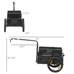image-Bicycle Cart - Black, 17.25 Gallon Cargo, Reflective, Foldable