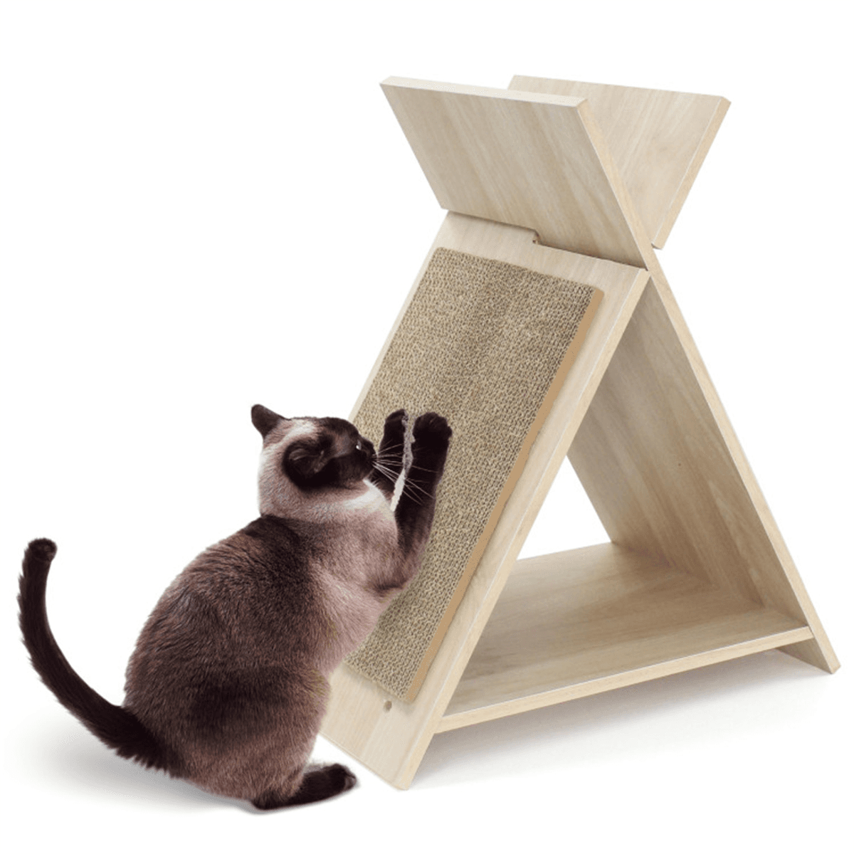 image-Multi-Functional Cat Scratcher - 18.5"x12"x21" Natural