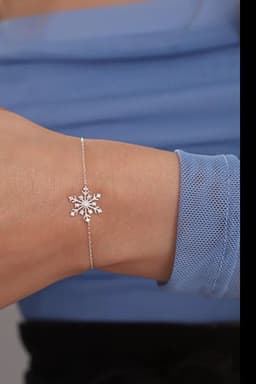 image-925 Sterling Silver Snowflake Bracelet with White Zircon Stone
