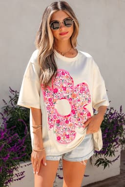 image-Jet Stream Floral Patched Oversized Tee