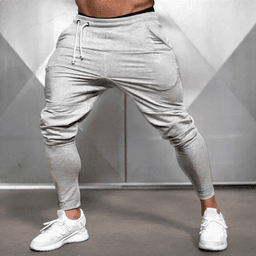 image-Men's Slim Fit Workout Pants - Black/Gray, Low Waist, M-XXL