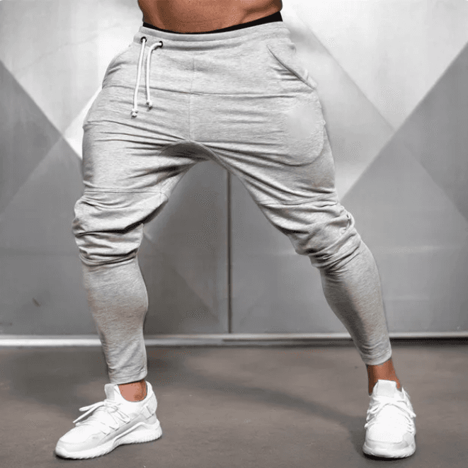 image-Men's Slim Fit Workout Pants - Black/Gray, Low Waist, M-XXL