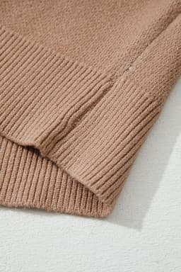 image-Straw Yellow Leopard Color Block Knit Sweater