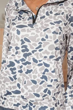 image-Multicolour Camouflage Print Kangaroo Pocket Zip Collar Pullover Sweatshirt