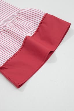 image-Red Stripe Plus Size Ruffled Hem Midi Dress