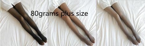 image-Translucent Fleece-Lined Plus Size Leggings - Warm Winter Tights Black, Coffee, Gray