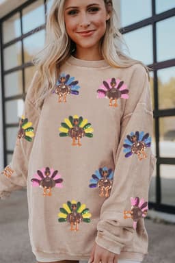 image-Apricot Turkey Graphic Baggy Sweatshirt