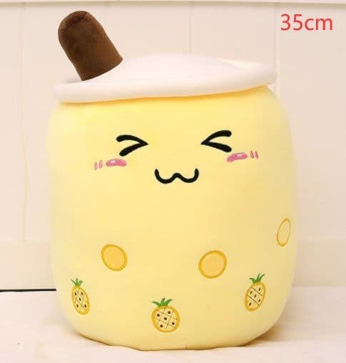 image-Cute Fruit Drink Plush Stuffed Soft Strawberry Milk Tea Plush Boba Tea Cup Toy Bubble Tea Pillow Cushion Kids Gift