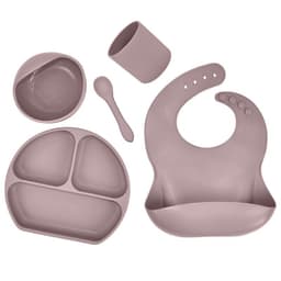 image-Silicone Children's Suction Cup Bowl Bib Baby Dinner Plate Water Cup Complementary Food Bowl Spoon Saliva Pocket Tableware