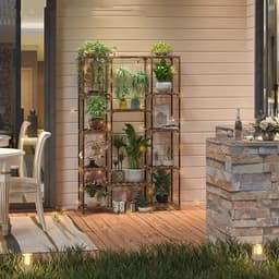 image-Multi-layer Wooden Plant Stand - 12 Tier Flower Pot Holder Rack