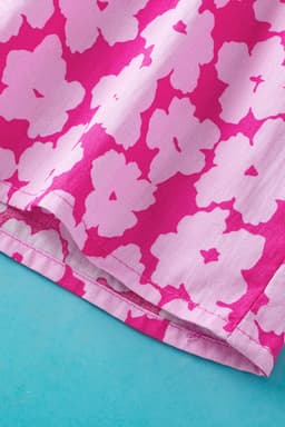 image-Pink Floral Ruffle Sleeve Blouse - Layered Contrast Ric Rac
