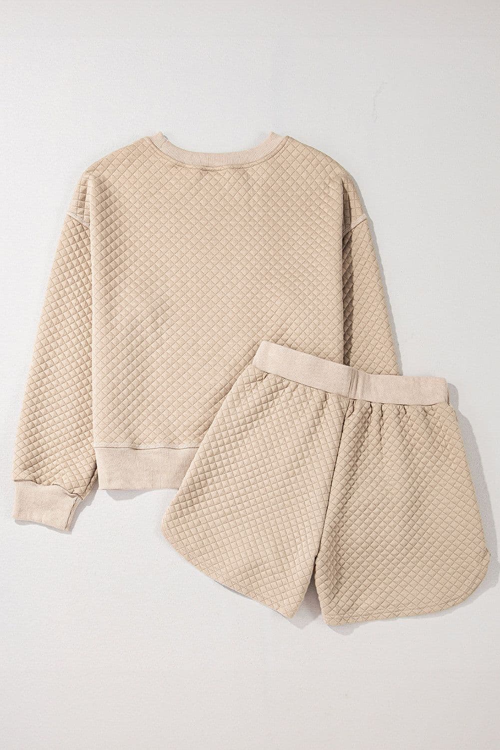 image-Parchment Quilted Long Sleeve Top & Shorts Set