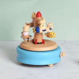 image-Wooden building model music box birthday gift