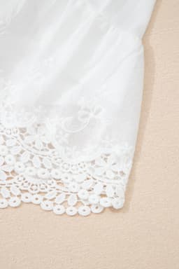 image-White Lace Ruffle Tiered Drawstring Shorts