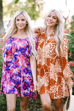 image-Purple Ruffled Short Sleeve Floral Print Dress - Sizes Available (59 characters)