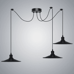 image-Black Vintage 3 Head Cone shaped shade Ceiling Pendant Light Fitting with Adjustable Cord Hanging Light Fixture