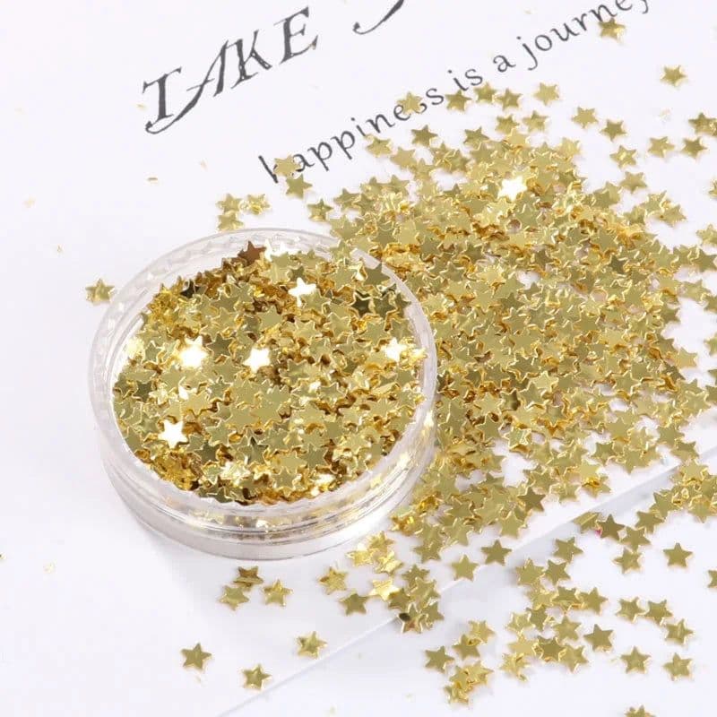 image-10g/Pack Light Gold Nail Sequin 3mm 4mm Star Shape Sequins Paillettes for Nails Beauty,Lady manicure,wedding decoration confetti