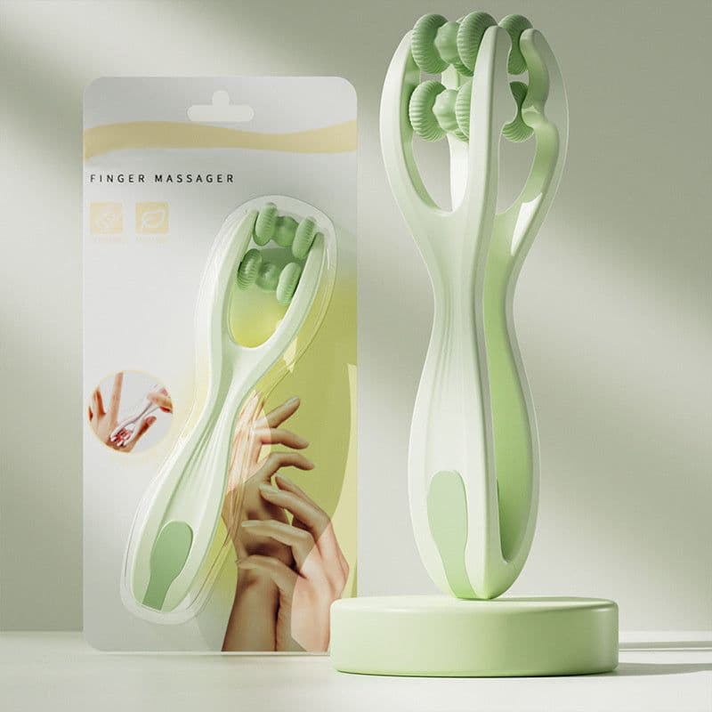 image-Finger Massager Dual-Row Roller Design Easy Use Relieve Finger Fatigue Promote Blood Circulation Portable Roller Finger Massager