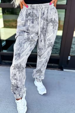 image-Gray Camo Jogger Pants Drawstring Elastic Waist