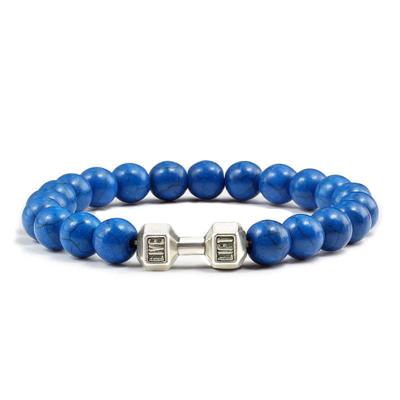 image-Turquoise Energy Gun Black Electroplated Alloy Barbell Bracelet